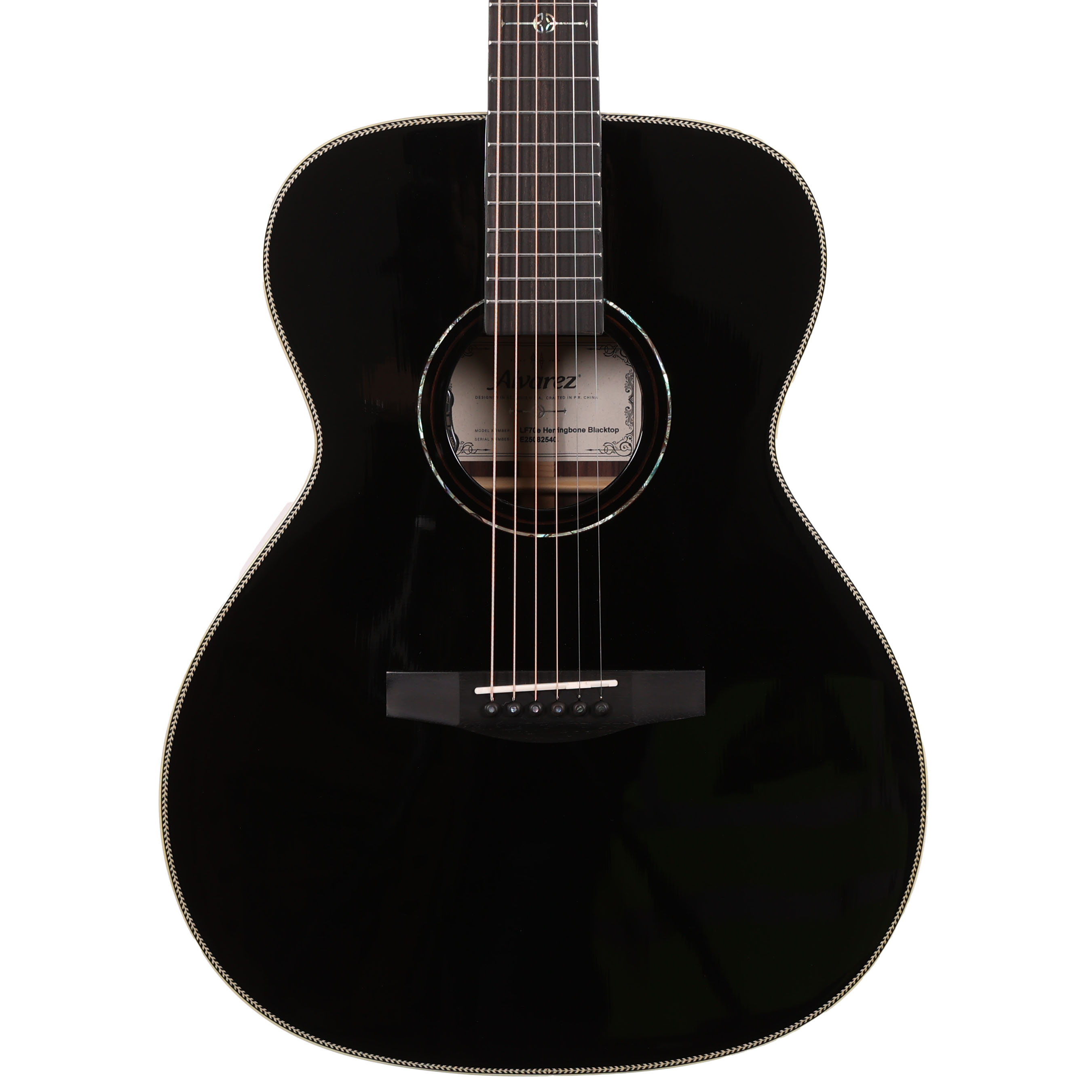 B Stock : Alvarez LF70e Laureate Folk OM Acoustic Herringbone Blacktop - LR Baggs HiFi Pickup 002